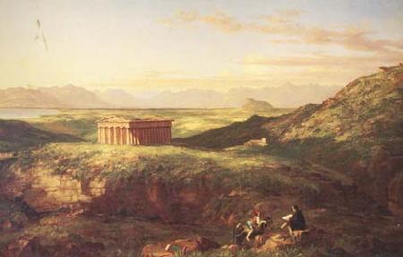 Thomas Cole The Temple of Segesta with the Artist Sketching (mk13) France oil painting art